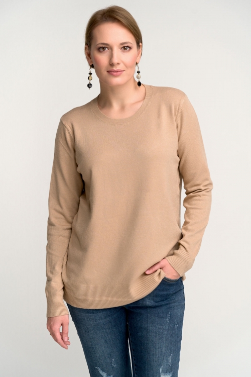 Πλεκτό πουλόβερ κολεγιακό plus size -017B