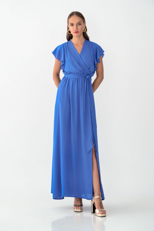 Φόρεμα maxi κρουαζέ με σκίσιμο-6031Β