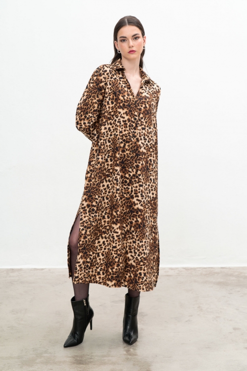 Φόρεμα πουκαμίσα leopar- 8151