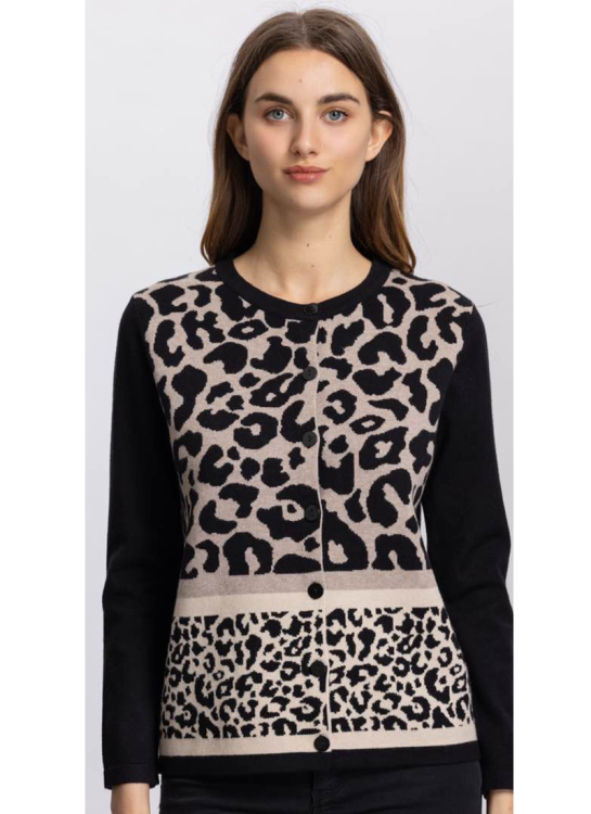 Πλεκτό Cardigan Με Leopard Print & Στρογγυλή Λαιμόκοψη-71577