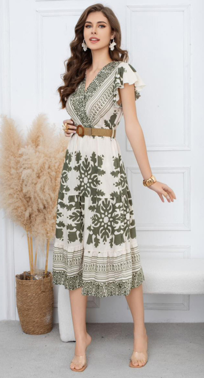 Γυναικείο Midi Αέρινο Φόρεμα με Ethnic Κεντήματα Paisley-A26671