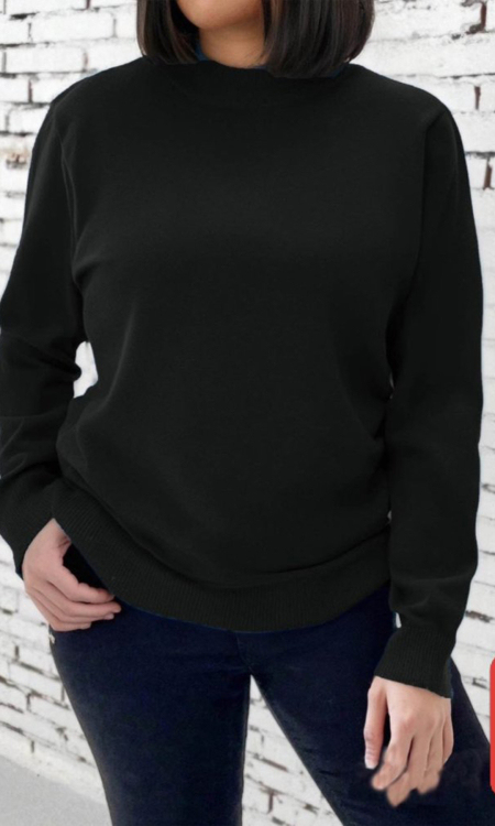 Πουλόβερ Basic Πλεκτό με Ψηλό Λαιμό Mock Neck Mαύρο-C-5615-1