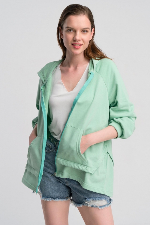 Φούτερ ζακέτα με κουκούλα one size-345B