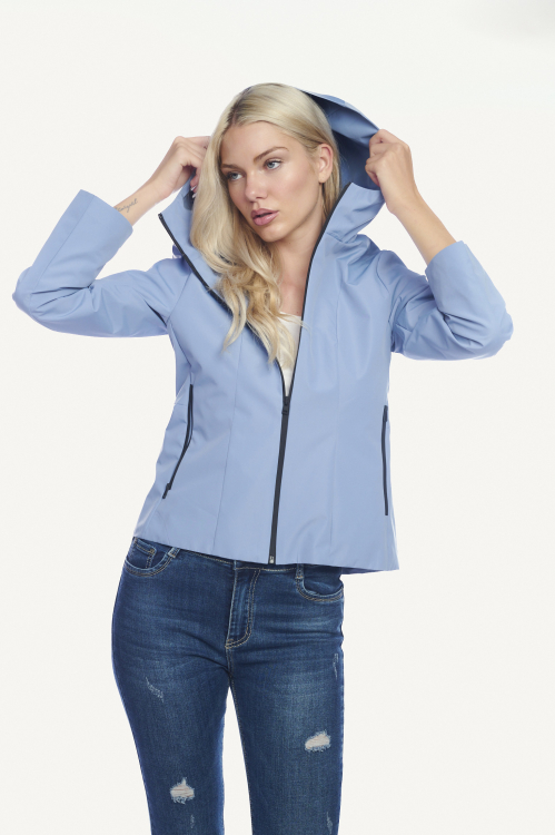 Γαλάζιο μπουφάν με μαύρες λεπτομέρειες και κουκούλα -804-8