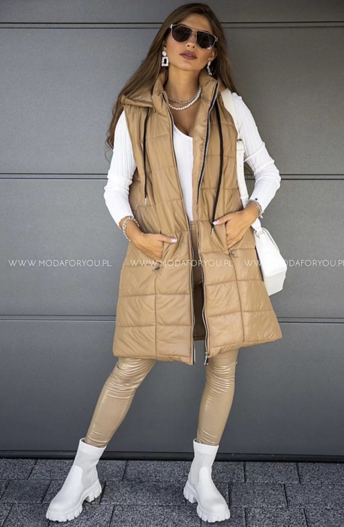 Αμάνικο πανωφόρι με κουκούλα-H1281B