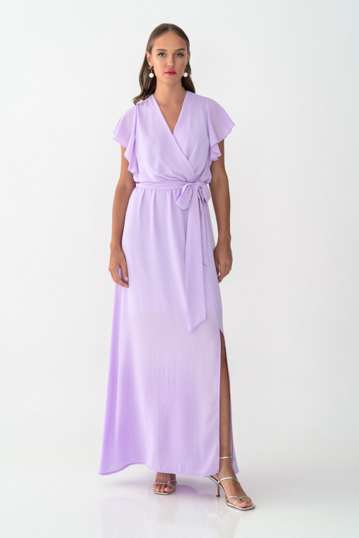 Φόρεμα maxi κρουαζέ με σκίσιμο-6031Β