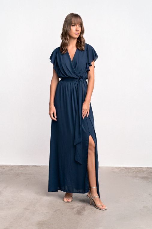 Φόρεμα maxi κρουαζέ με σκίσιμο-6031Β