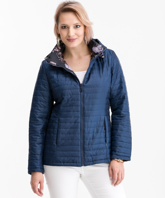 Εποχιακό μπουφάν διπλής όψεως με αποσπώμενη κουκούλα-8033Μ