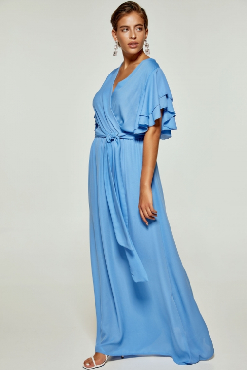 Φόρεμα μάξι κρουαζέ με ζωνάκι-2285F