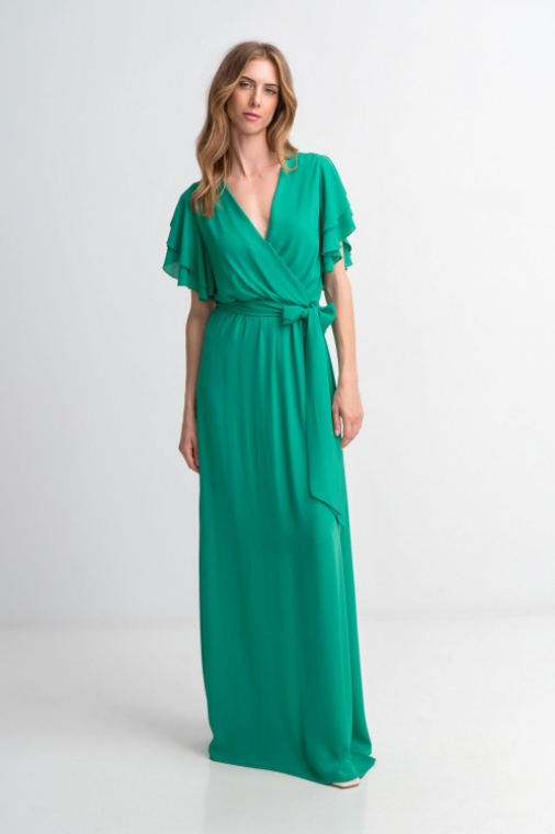 Φόρεμα μάξι κρουαζέ με ζωνάκι-2285R