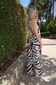 Animal print maxi εξώπλατο φόρεμα με δέσιμο στο λαιμό-4131