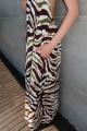 Animal print maxi εξώπλατο φόρεμα με δέσιμο στο λαιμό-4131