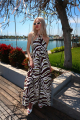 Animal print maxi εξώπλατο φόρεμα με δέσιμο στο λαιμό-4131