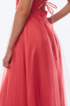 Φόρεμα αμπιγιέ maxi κοραλί με τούλι και γκλίτερ-4157