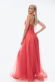 Φόρεμα αμπιγιέ maxi κοραλί με τούλι και γκλίτερ-4157