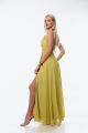 Αμπιγιέ φόρεμα λαχανί V-λαιμόκοψη χιαστί στην πλάτη-4171