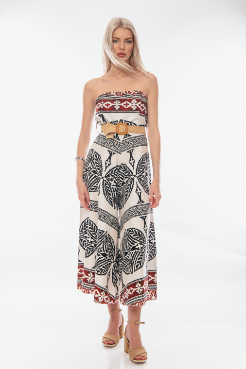 Ολόσωμη φόρμα στράπλες με λάστιχο και εθνικ μοτίβο-4184