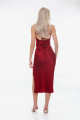 Σατέν μίντι κόκκινο φόρεμα με αλυσίδες και σκίσιμο–4236