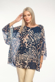 Oversized μπλούζα sheer με animal print σε μπλε και καφέ-4388