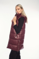 Μακρύ μπορντό γιλέκο δερματίνης Puffer-2333G