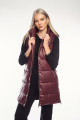 Μακρύ μπορντό γιλέκο δερματίνης Puffer-2333G