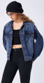 Oversized denim jacket μπλε με τσέπες-T832