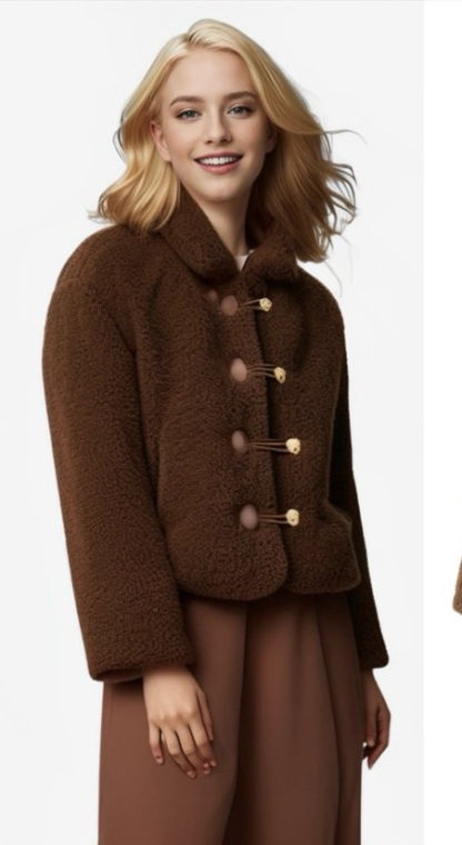 Cropped Ζακέτα Teddy Bear με Διακοσμητικά Κουμπιά-4396