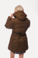Μπουφάν Puffer Μίντι Καπιτονέ με Ζώνη και Κουκούλα Καφέ-2227