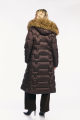 Μπουφάν Puffer Μακρύ με Γεωμετρικό Καπιτονέ, Αποσπώμενη Γούνα & Ζώνη Καφέ-23187Γ