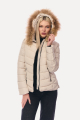 Μπουφάν Puffer Κοντό με Αποσπώμενη Γούνα & Καπιτονέ Γάζωμα Mπεζ-6627