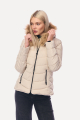 Μπουφάν Puffer Κοντό με Αποσπώμενη Γούνα & Καπιτονέ Γάζωμα Mπεζ-6627