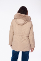 Κοντό Καπιτονέ Μπουφάν με Μεγάλη Κουκούλα Γούνας Μπεζ-A2427