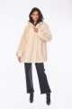 Κοντό Παλτό Οικολογική Γούνα Oversized με Κουκούλα Μπεζ-4421