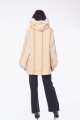 Κοντό Παλτό Οικολογική Γούνα Oversized με Κουκούλα Μπεζ-4421