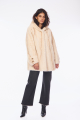 Κοντό Παλτό Οικολογική Γούνα Oversized με Κουκούλα Μπεζ-4421
