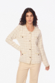 Κοντή ζακέτα σε στυλ τουίντ με διακοσμητικά κουμπιά σε μπεζ-TXS-3000B