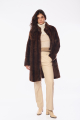 Μακρύ Παλτό από Λεία Οικολογική Γούνα με Όρθιο Γιακά Καφέ-26330