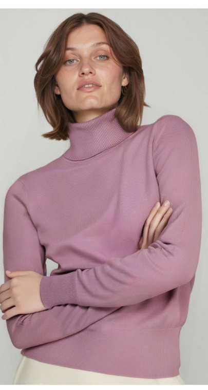 Κλασικό Πουλόβερ Ζιβάγκο Λεπτής Πλέξης Μωβ-X505-A