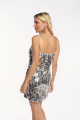 Μίνι Φόρεμα με Λεπτές Τιράντες και All-Over Παγιέτες  Ασημί-4439