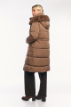 Μακρύ Μπουφάν Καπιτονέ με Κουκούλα, Ελαστική Ρυθμιζόμενη Μέση και Γούνινο Τελείωμα – Χρώμα Καφέ-26283
