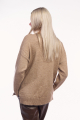 Πουλόβερ Oversized με Ανοίγματα στο Πλάι & Απλικέ Ραφή Μπεζ-7527C