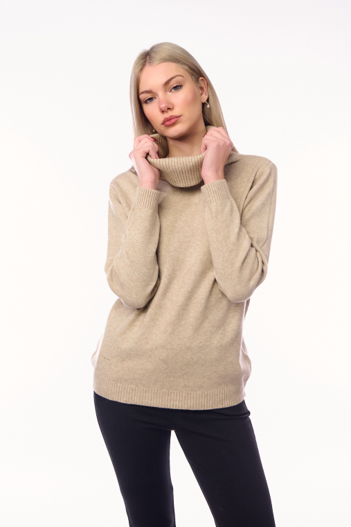 Κλασικό Πουλόβερ Ζιβάγκο σε Απαλό Χρώμα – Μπεζ-C-5616