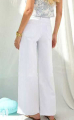 Γυναικείο Ψηλόμεσο Λευκό Τζιν Παντελόνι Wide-Leg με Εντυπωσιακά Ανοίγματα και Δαντέλα-T924