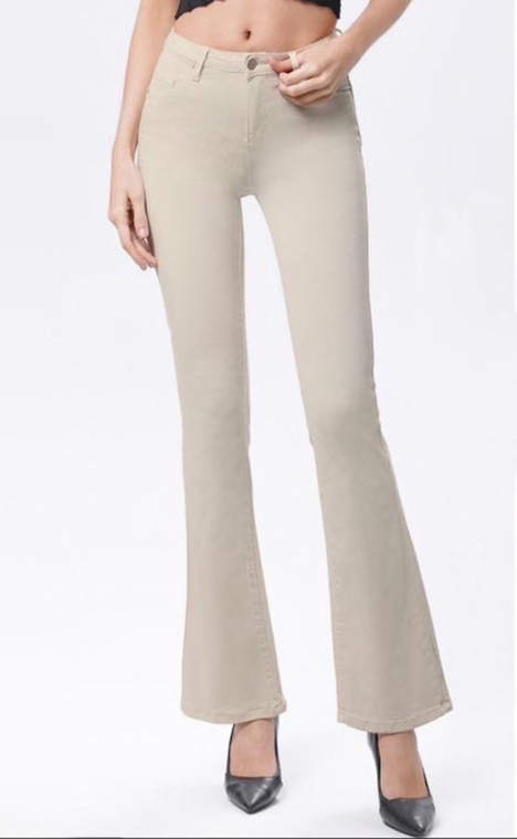 Γυναικείο Ψηλόμεσο Παντελόνι σε Μπεζ Χρώμα με Γραμμή Καμπάνα και Τσέπες-M3018-15