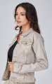Γυναικείο Τζιν Μπουφάν σε Μπεζ-Grey Απόχρωση με Μεταλλικά Κουμπιά και Τσέπες-K6686-4