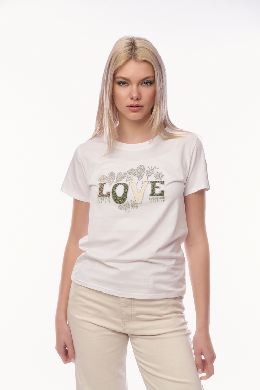 Γυναικείο Λευκό T-shirt με Στάμπα-99020
