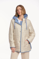 Γυναικείο Μπουφάν Διπλής Όψης με Κουκούλα και Συνδυασμό Υφών σε Σιέλ-Μπεζ-AB-879-8