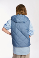 Γυναικείο Καπιτονέ Γιλέκο με Αποσπώμενη Κουκούλα και Ρομβοειδή Ραφή σε Μπλε-A26350