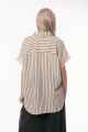 Γυναικείο Ριγέ Λινό Πουκάμισο σε Χαλαρή Γραμμή με Πλεκτή Τσέπη και Δαντελένια Τελειώματα-CD3228