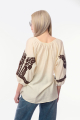 Γυναικεία Μποέμ Μπλούζα σε Εκρού Χρώμα με Ανάγλυφο Σκούρο Κέντημα και Μανίκια 3/4-25486